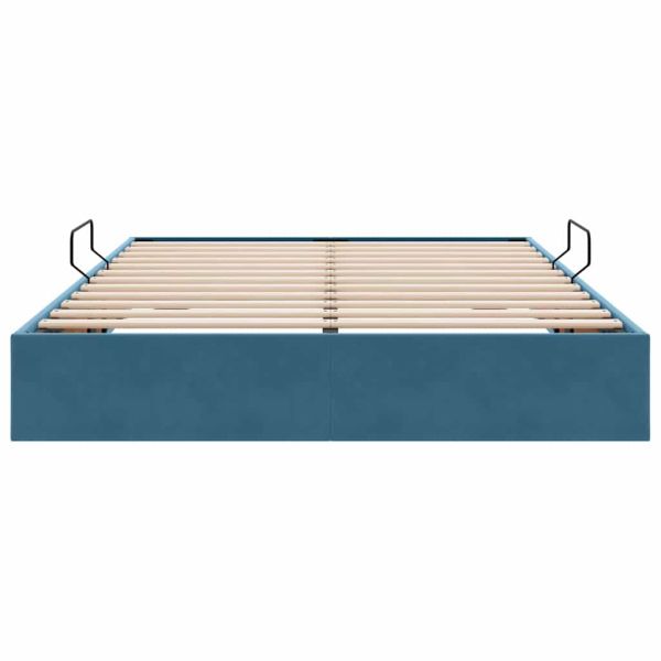 Легло с място за съхранение Тъмен син 140 x 200 cm Кадифе