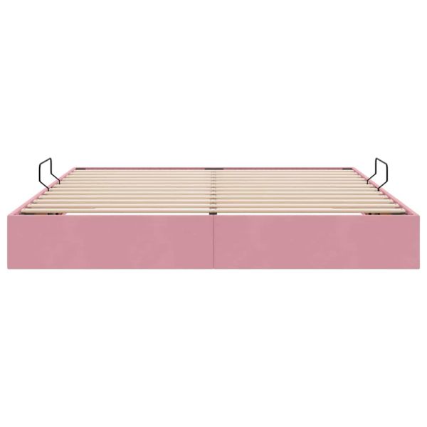 Легло с място за съхранение с матрак Розово 160 x 200 cm Кадифе