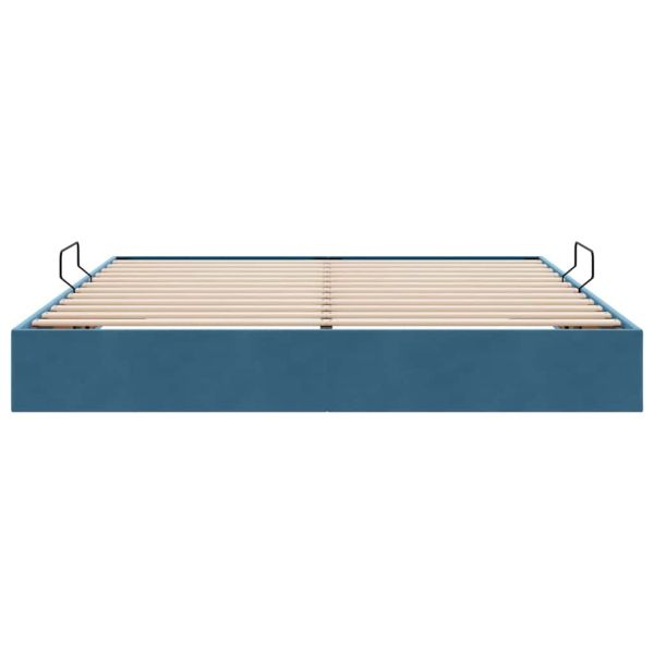 Легло с място за съхранение Тъмен син 180 x 200 cm Кадифе