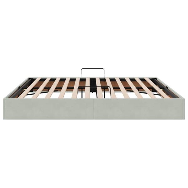 Легло с място за съхранение Светлосиво 200 x 200 cm Кадифе