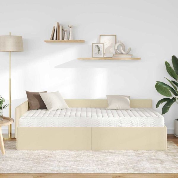 Ъглова рамка за легло с матрак Друг 2 pcs Крем текстил