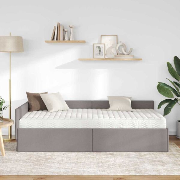 Ъглова рамка за легло с матрак Друг 2 pcs Таупе текстил