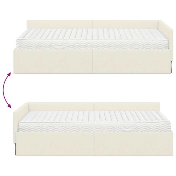Ъглова рамка за легло с матрак Друг с таблото 2 pcs Крем Кадифе