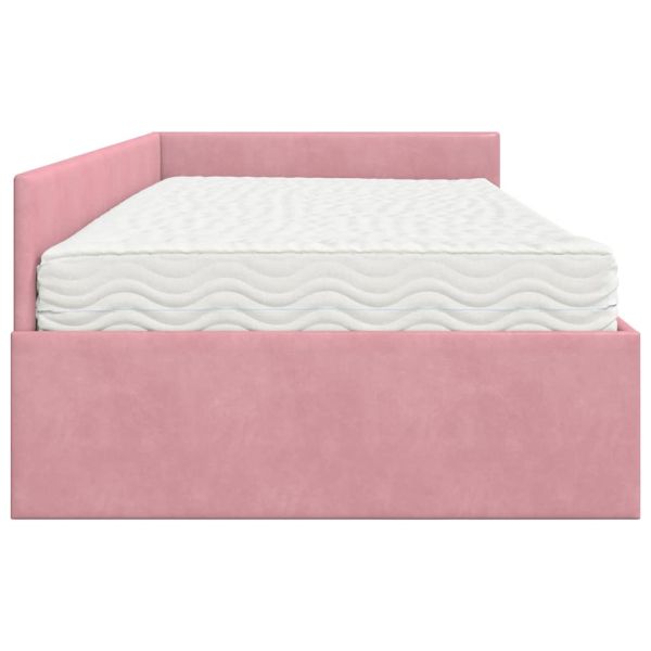 Ъглова рамка за легло с матрак Друг с таблото 2 pcs Сив Кадифе