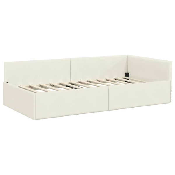 Ъглова рамка за легло с матрак Друг с таблото 2 pcs Крем Кадифе