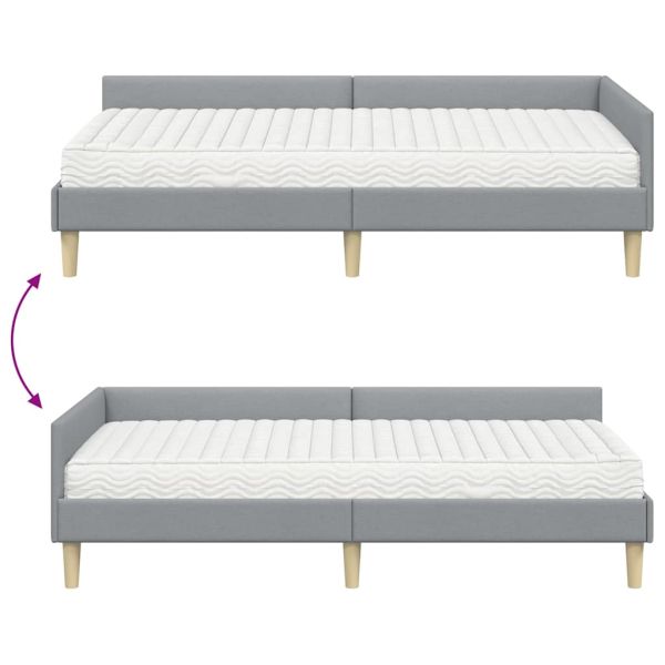 Ъглова рамка за легло с матрак Друг 2 pcs Светлосиво текстил