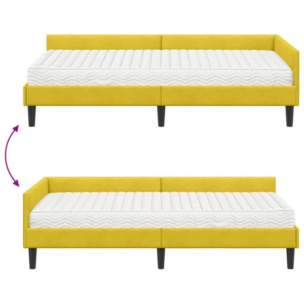 Ъглова рамка за легло с матрак Друг 2 pcs Жълто Кадифе