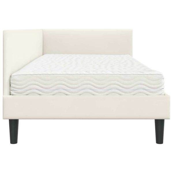 Ъглова рамка за легло с матрак Друг с таблото 2 pcs Крем Кадифе