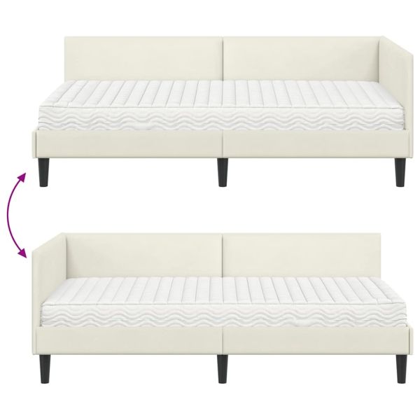 Ъглова рамка за легло с матрак Друг с таблото 2 pcs Крем Кадифе