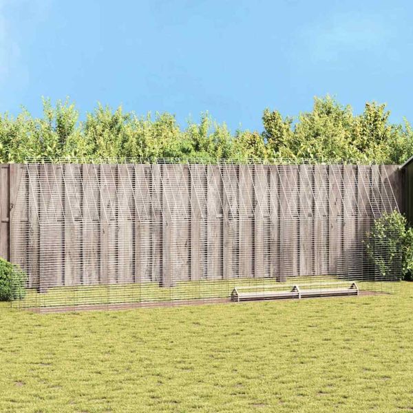 Клетка за пилета 2 pcs Сребрист 600 x 100 x 210 см