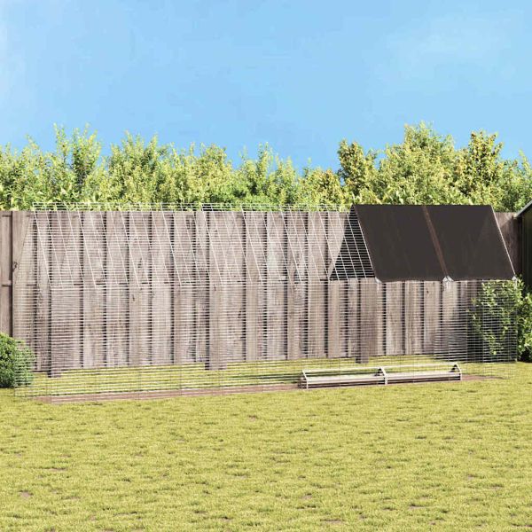 Клетка за пилета 2 pcs Сребрист 600 x 100 x 210 см