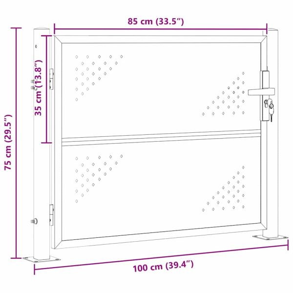 Градинска врата Сребрист 100 x 75 cm Неръждаема стомана