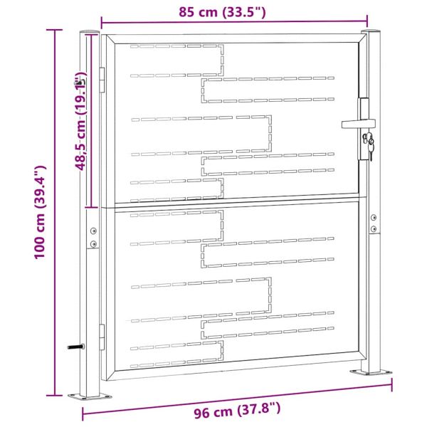 Градинска врата Сребрист 96 x 100 cm Неръждаема стомана
