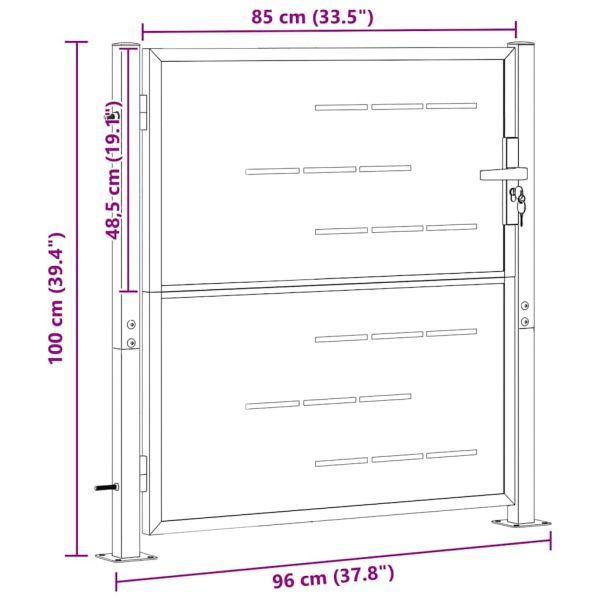 Градинска врата Сребрист 96 x 100 cm Неръждаема стомана
