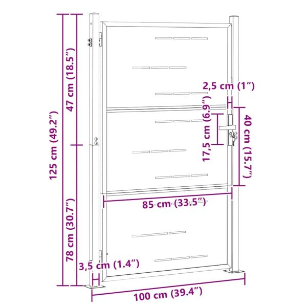 Градинска врата Сребрист 100 x 125 cm Неръждаема стомана