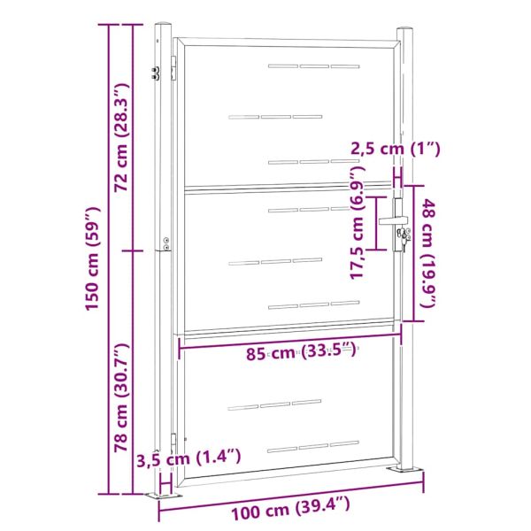 Градинска врата Сребрист 100 x 150 cm Неръждаема стомана