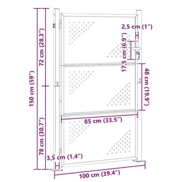 Градинска врата Сребрист 100 x 150 cm Неръждаема стомана