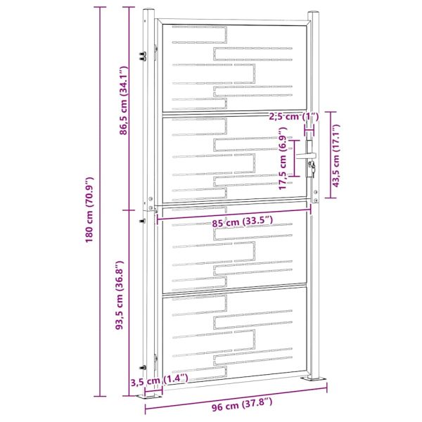 Градинска врата Сребрист 96 x 180 см Неръждаема стомана