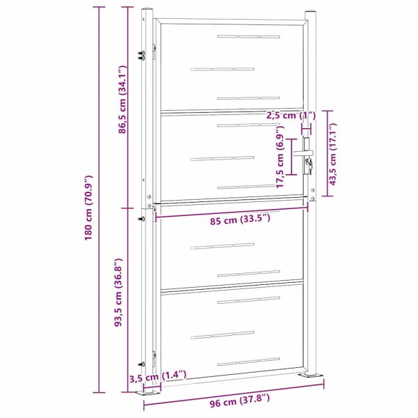Градинска врата Сребрист 96 x 180 см Неръждаема стомана