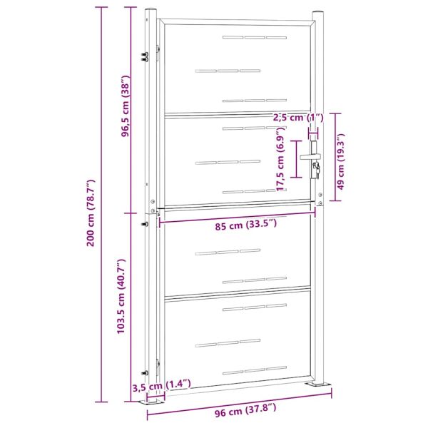 Градинска врата Сребрист 96 x 200 см Неръждаема стомана