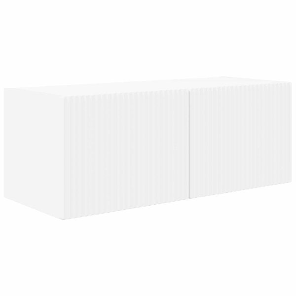 Комплект за стена на телевизор 4 pcs Бяло Инженерно дърво