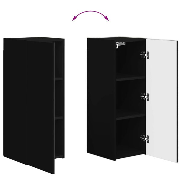 Комплект за стена на телевизор 4 pcs Черно Инженерно дърво