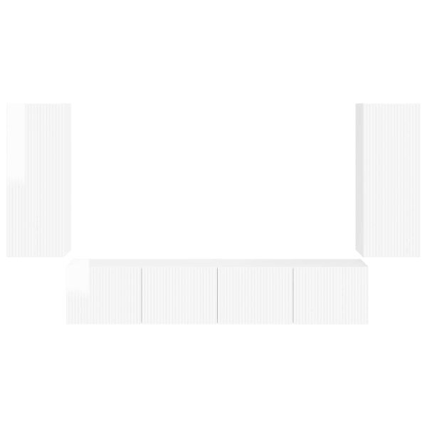 Комплект за стена на телевизор 4 pcs Лъскаво бяло