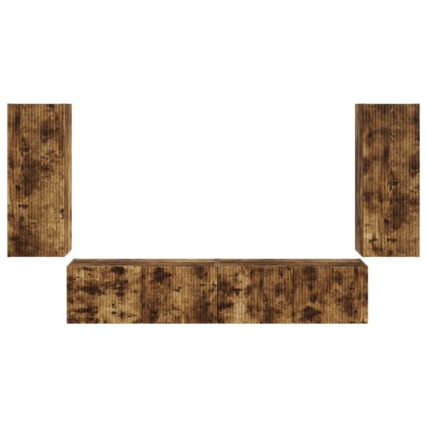 Комплект за стена на телевизор 4 pcs Димян дъб Инженерно дърво