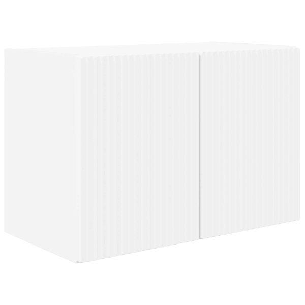 Комплект за стена на телевизор 4 pcs Бяло Инженерно дърво