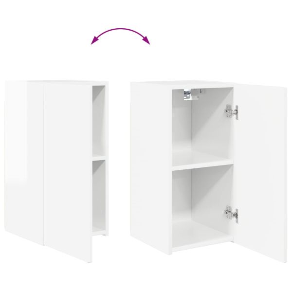 Комплект ТВ шкаф 2 pcs Лъскаво бяло Инженерно дърво