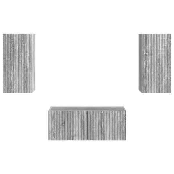 Комплект ТВ шкаф 2 pcs Сив Сонома Инженерно дърво