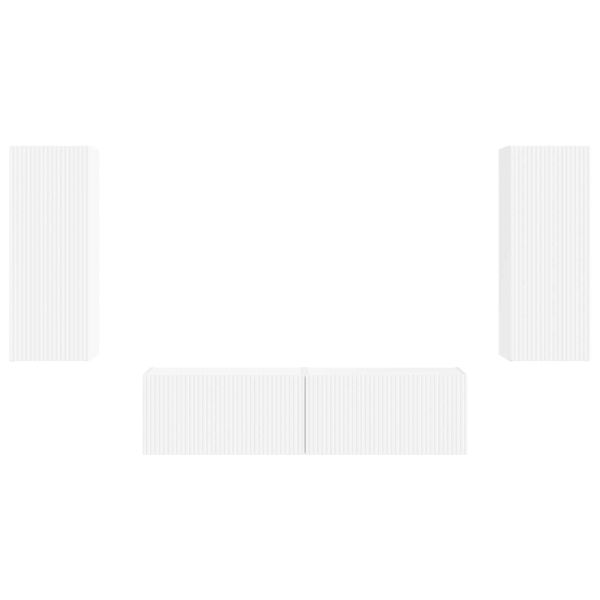 Комплект ТВ шкаф Монтиране на стена 2 pcs Бяло Инженерно дърво