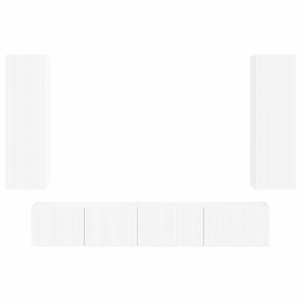 Комплект ТВ шкаф Монтиране на стена 3 pcs Бяло Инженерно дърво