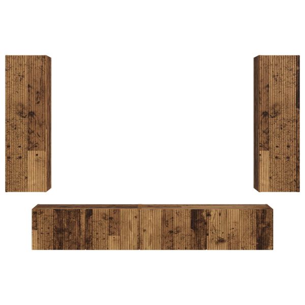 Комплект ТВ шкаф 3 pcs Старо дърво Инженерно дърво