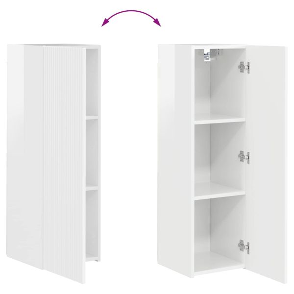 Комплект ТВ шкаф 4 pcs Лъскаво бяло Инженерно дърво