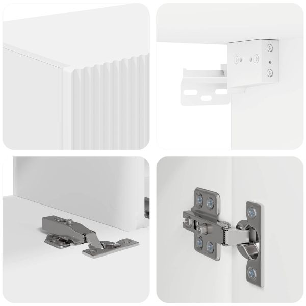 Комплект ТВ шкаф Монтиране на стена 4 pcs Бяло Инженерно дърво