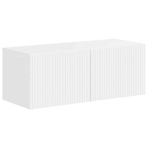 Комплект ТВ шкаф 3 pcs Лъскаво бяло Инженерно дърво