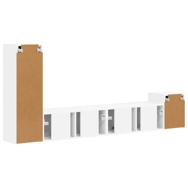 Комплект ТВ шкаф Монтиране на стена 3 pcs Бяло Инженерно дърво