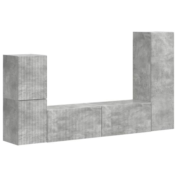 Комплект ТВ шкаф 4 pcs Циментено сиво Инженерно дърво
