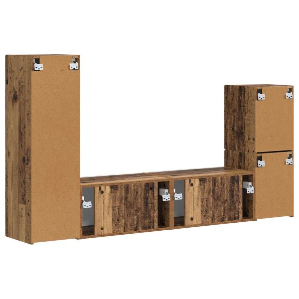 Комплект ТВ шкаф 4 pcs Старо дърво Инженерно дърво