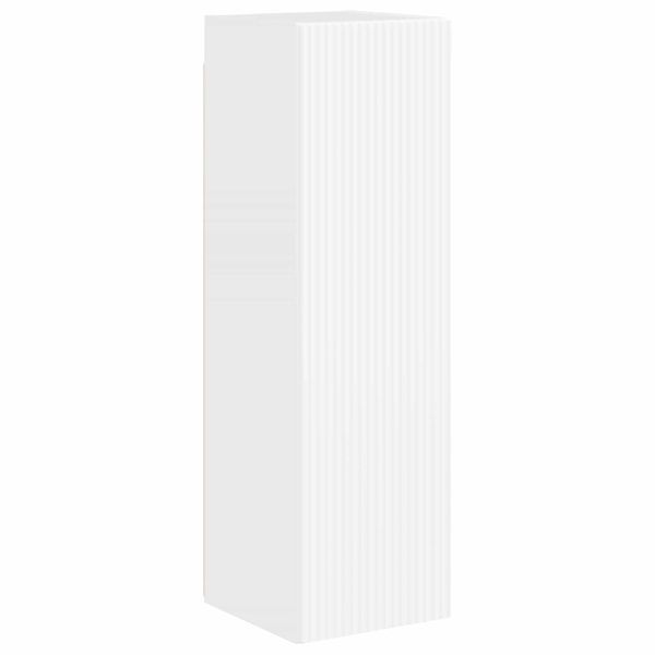 Комплект ТВ шкаф 4 pcs Лъскаво бяло Инженерно дърво