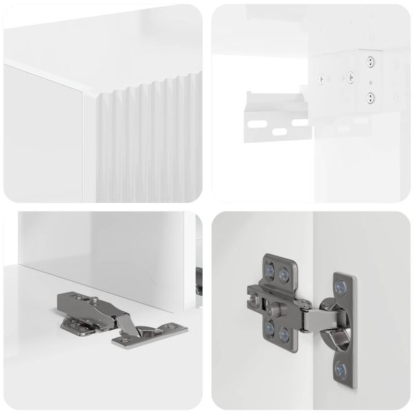 Комплект ТВ шкаф 4 pcs Лъскаво бяло Инженерно дърво