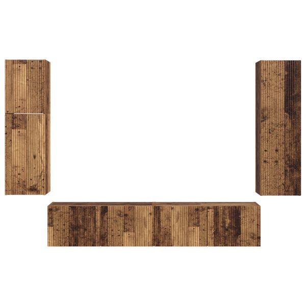 Комплект ТВ шкаф 4 pcs Старо дърво Инженерно дърво