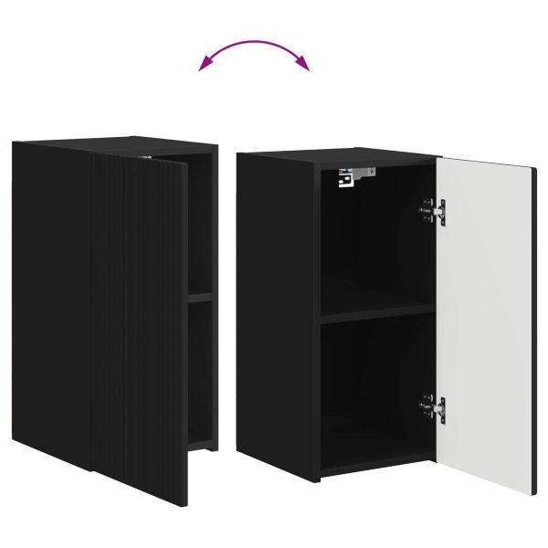 Комплект ТВ шкаф Монтиране на стена 4 pcs Черно Инженерно дърво