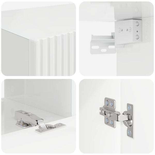 Комплект ТВ шкаф 4 pcs Лъскаво бяло Инженерно дърво