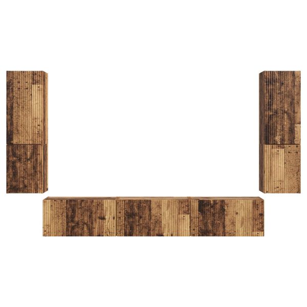 Комплект ТВ шкаф 4 pcs Старо дърво Инженерно дърво