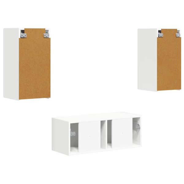 Комплект ТВ шкаф Монтиране на стена 6 pcs Бяло Инженерно дърво