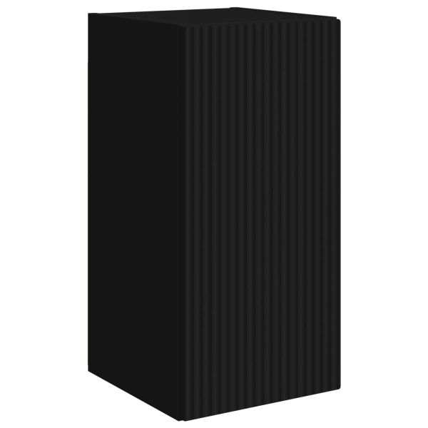 Комплект ТВ шкаф Монтиране на стена 6 pcs Черно Инженерно дърво