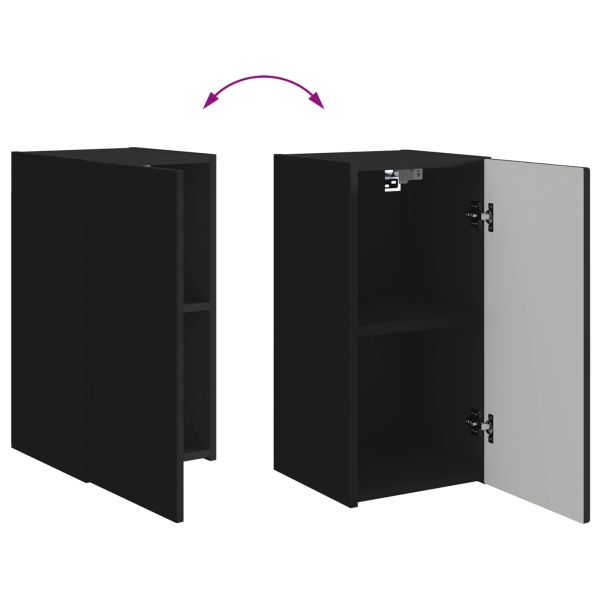 Комплект ТВ шкаф Монтиране на стена 6 pcs Черно Инженерно дърво