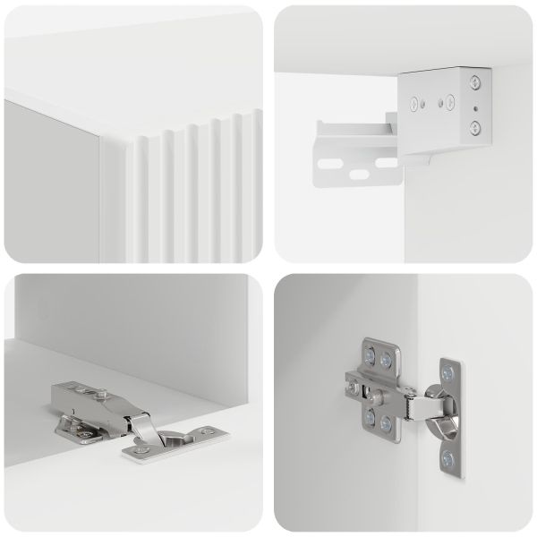 Комплект ТВ шкаф Монтиране на стена 3 pcs Бяло Инженерно дърво